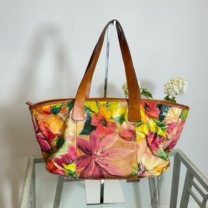 Maurizio Taiuti Italy floral‎ purse tote handbag genuine leather